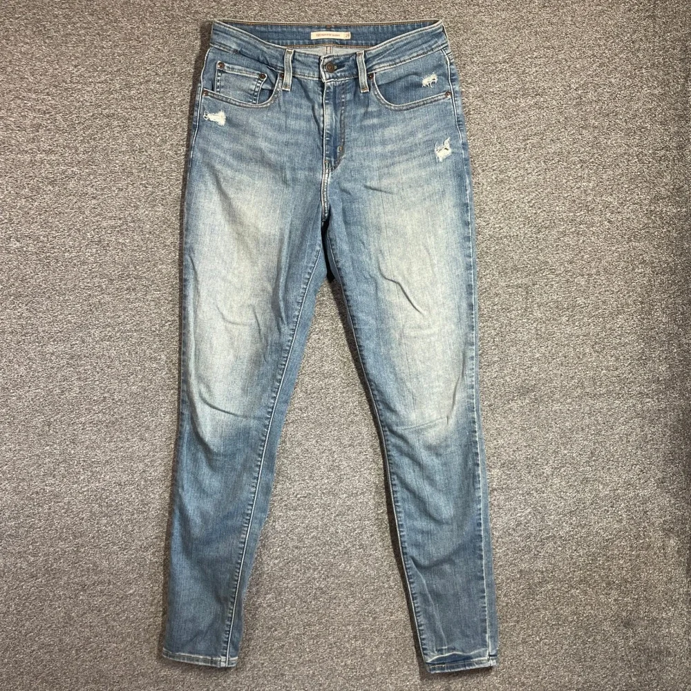 Levi's 721 High Rise Skinny Jeans Womens 29 Blue Distressed Denim